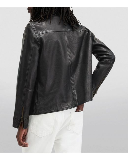 AllSaints Black Leather Miller Jacket for men