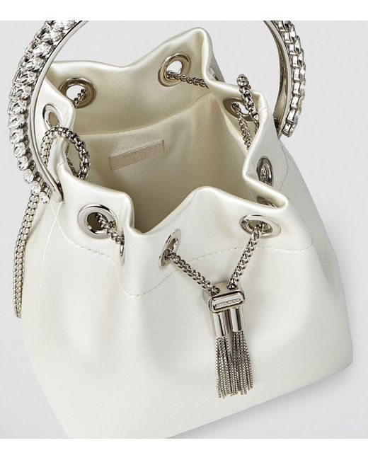 Jimmy Choo White Satin Bon Bon Top-Handle Bag