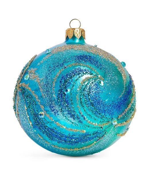 Harrods Blue Gitter Wave Bauble
