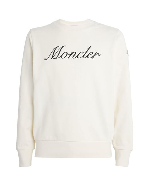 Moncler White Cursive-Logo Sweatshirt for men
