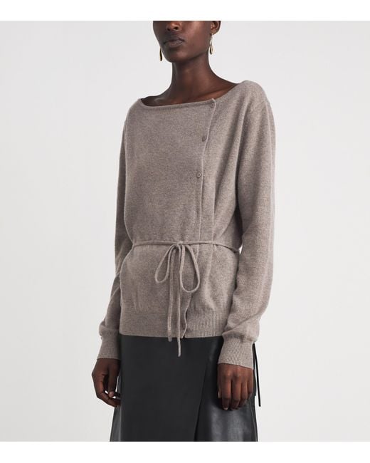 St. Agni Brown Cashmere Belted Asymmetrical Cardigan