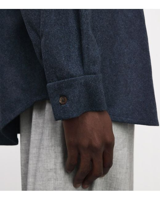 Johnstons Blue Wool-Cashmere Overshirt for men