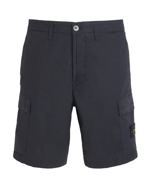 Stone Island Blue Stretch-Cotton Tela Bermuda Shorts for men