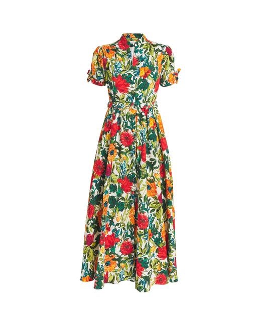 Saloni Green Cotton Ena Maxi Shirt Dress