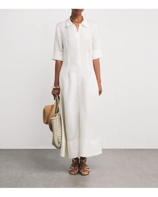 Jonathan Simkhai White Linen-Blend Claudine Midi Shirt Dress
