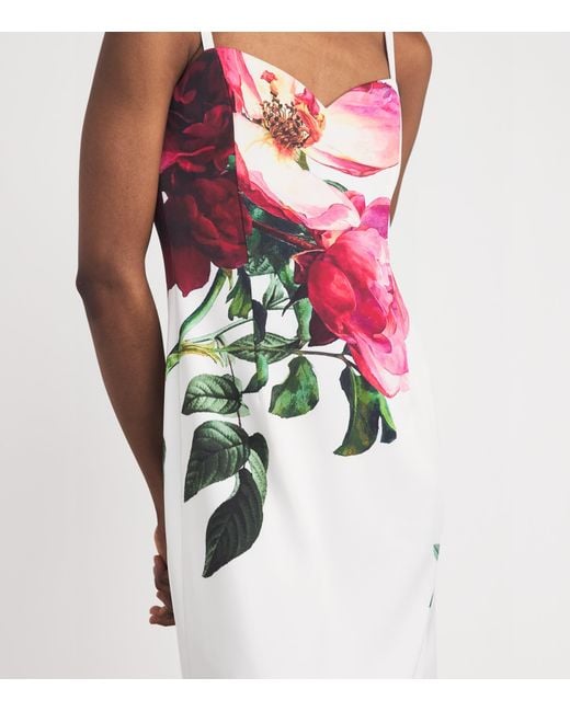 Alice + Olivia Red Floral Print Nina Midi Dress