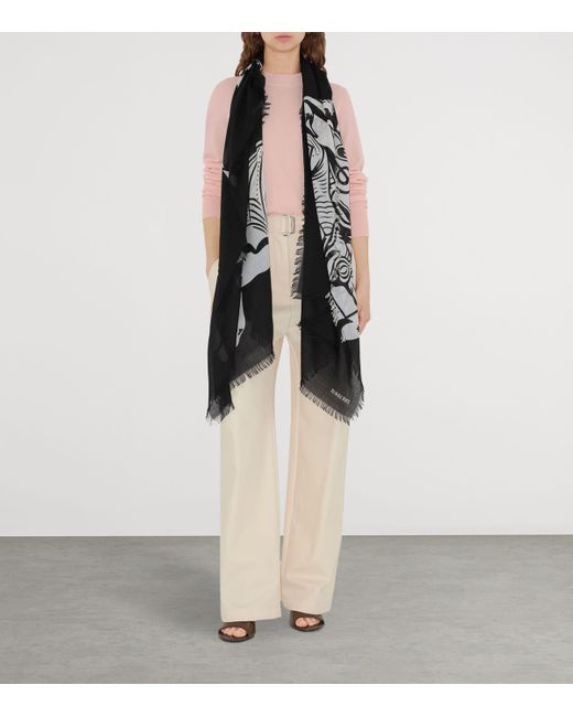 Burberry Black Wool Wide Ekd Scarf