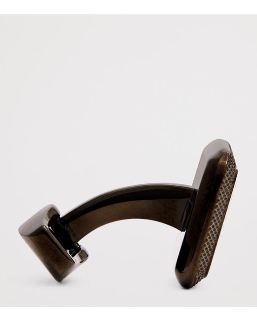 Tateossian Black Spazio Square Mother-Of-Pearl Cufflinks for men