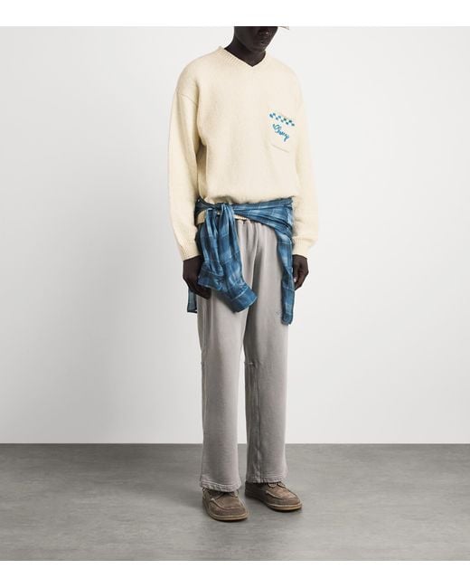 CHERRY LA White Cotton Motors Sweater for men