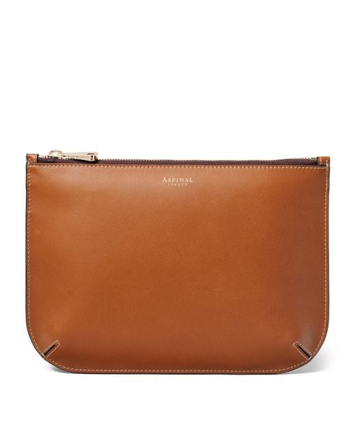 Aspinal Brown Large Leather Ella Pouch