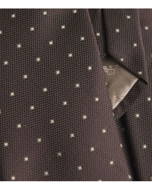 Emporio Armani Brown Silk Micro-Jacquard Tie for men