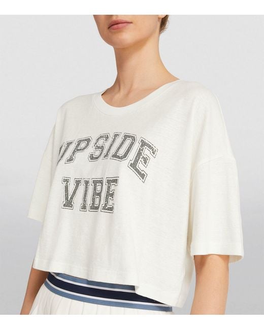The Upside White Hemp-blend Varsity Print T-shirt