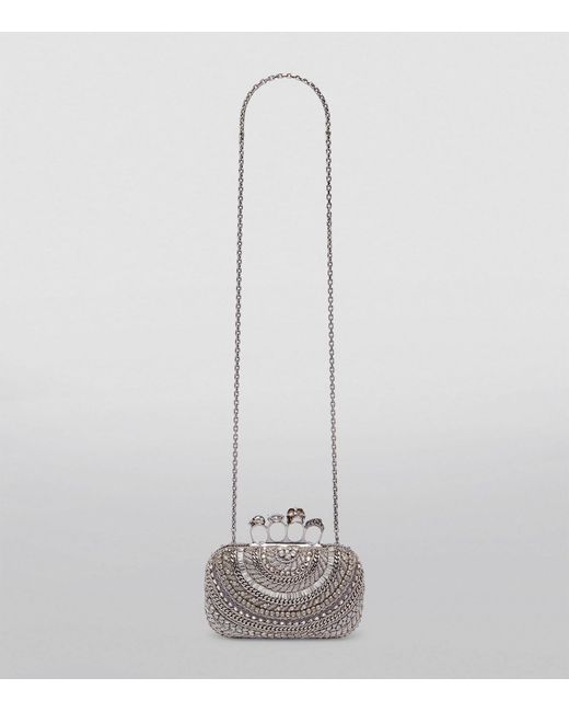 Alexander McQueen Metallic Embroidered Four-ring Clutch Bag
