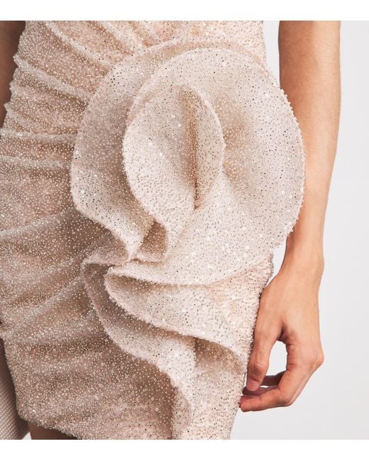 Gaurav Gupta Pink Ruffle Sequin Auror Mini Dress