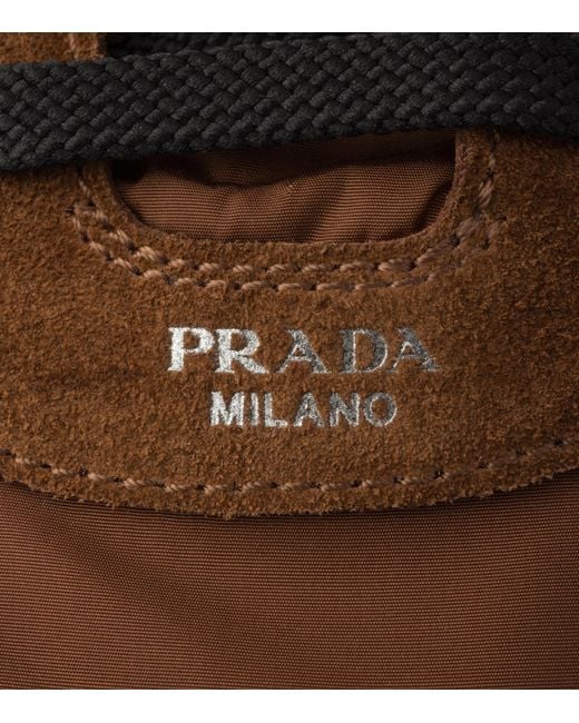 Prada Brown Re-Nylon-Suede Collapse Sneakers for men