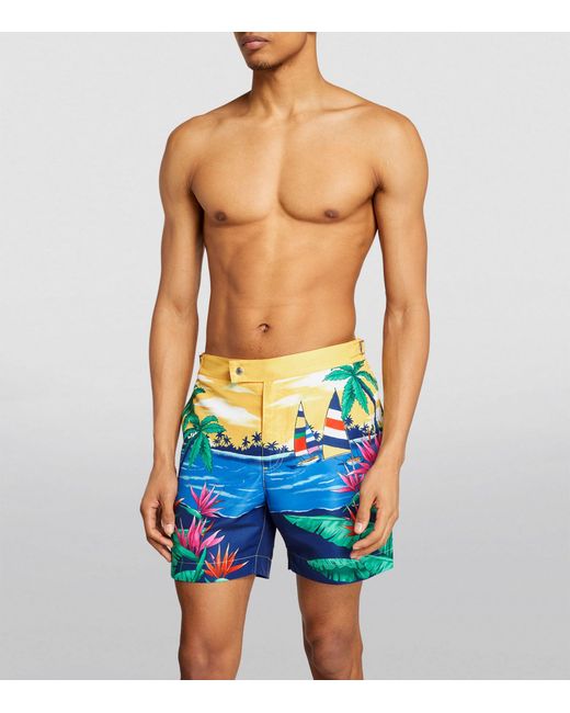 Polo Ralph Lauren Blue Printed Monaco Swim Shorts for men