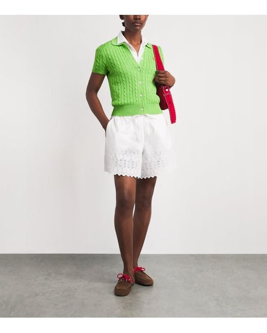 Polo Ralph Lauren Green Cotton Cable-Knit Cardigan