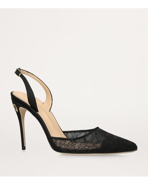 JENNIFER CHAMANDI Black Lace Vittorio Slingback Pumps 105