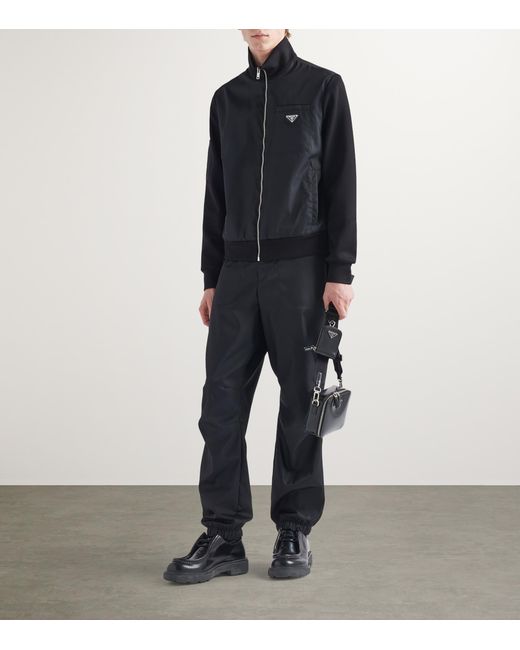 Prada Blue Re-Nylon Zip-Up Sweatshirt for men