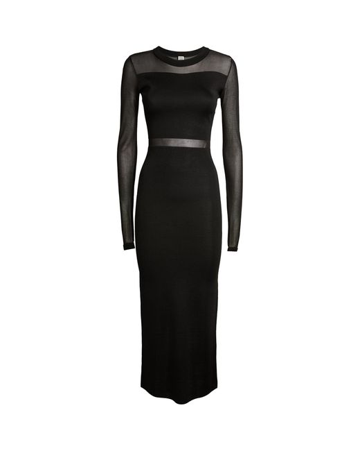 Totême  Black Semi-sheer Knitted Dress