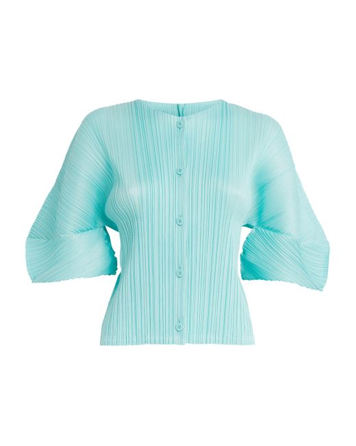 Pleats Please Issey Miyake Blue Pleated Monthly Colors April Cardigan