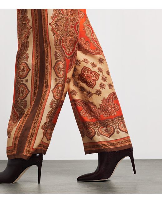 Zimmermann Orange Silk Mahon Wide-Leg Trousers