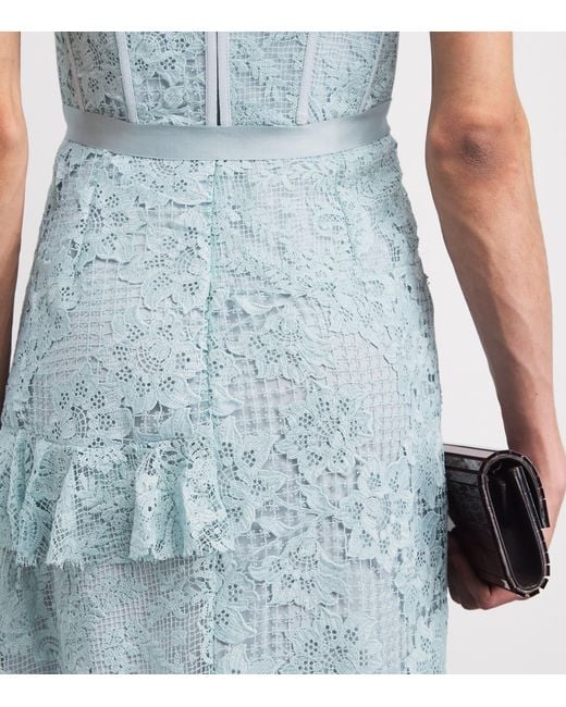 Erdem Blue Floral Lace Midi Dress