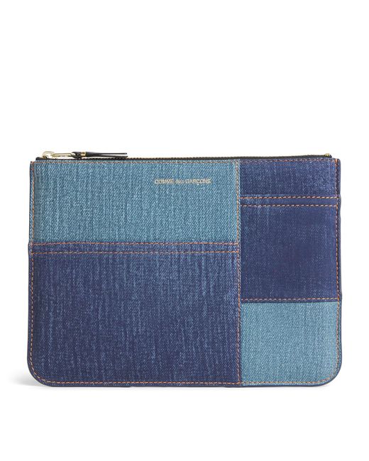 COMME DES GARÇONS PLAY Blue Lambskin Denim-Patch Wallet for men