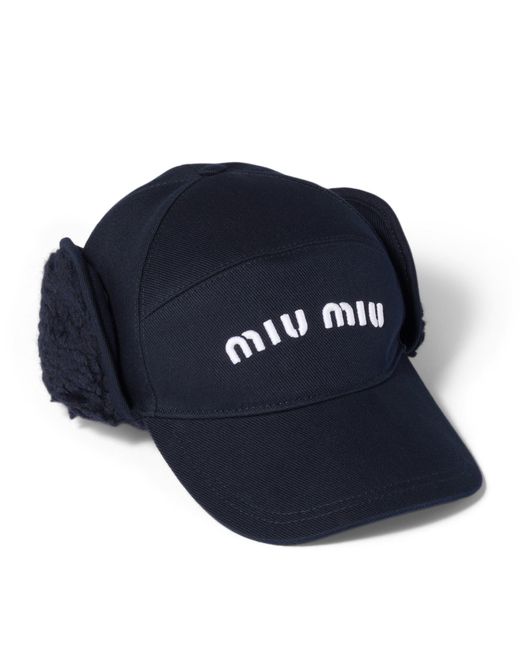 Miu Miu Blue Drill And Fleece Baseball Cap