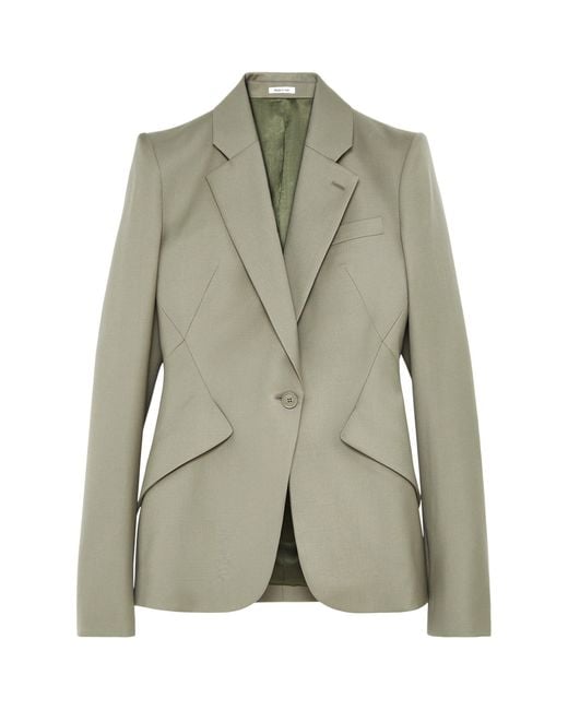 McQueen Green Wool Gabardine Single-Breasted Jacket