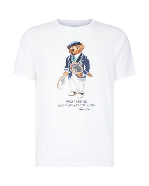 Polo Ralph Lauren White Wimbledon Polo Bear T-shirt for men