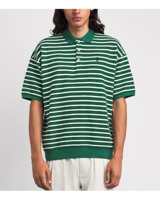 Polo Ralph Lauren Green Cotton Mesh Stripe Relaxed Polo Shirt for men