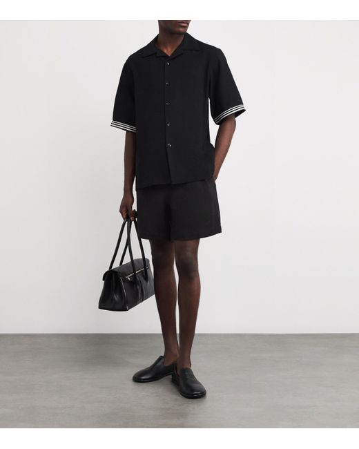 Commas Black Linen Lounge Shorts for men