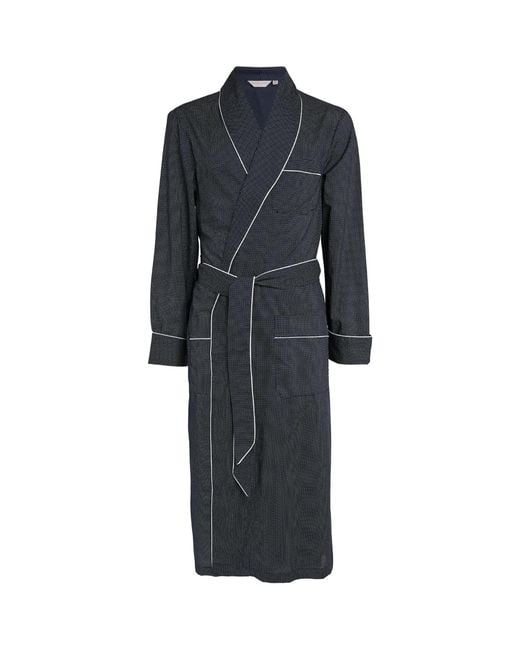 Derek Rose Blue Polka-Dot Dressing Gown for men