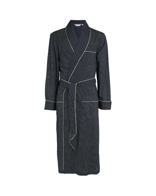 Derek Rose Blue Polka-Dot Dressing Gown for men