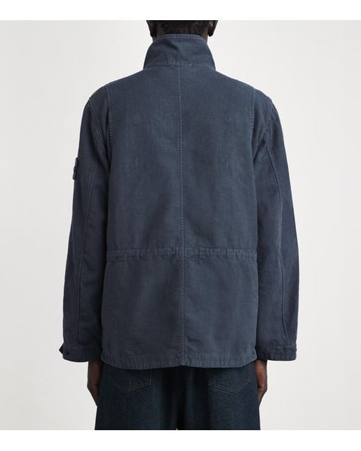 Stone Island Blue Linen-Blend Ghost Field Jacket for men