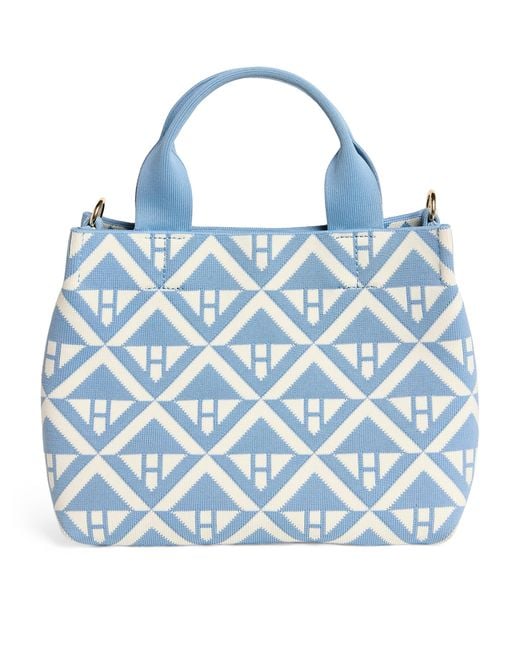 Harrods Blue Small Geometric Tote Bag