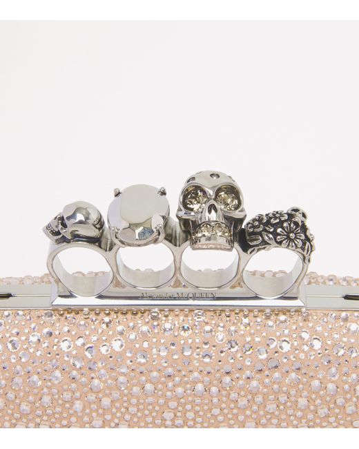 Alexander McQueen Metallic Crystal Skull Four-Ring Clutch Bag