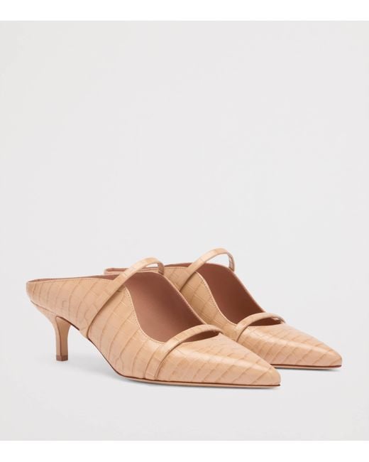 Malone Souliers Pink Croc-Embossed Leather Maureen Heeled Mules 45