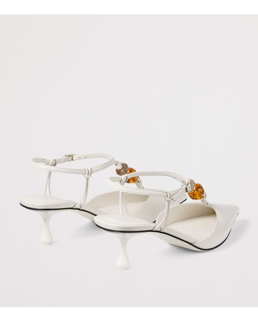 Jimmy Choo White Lauri 50 Leather Slingback Pumps