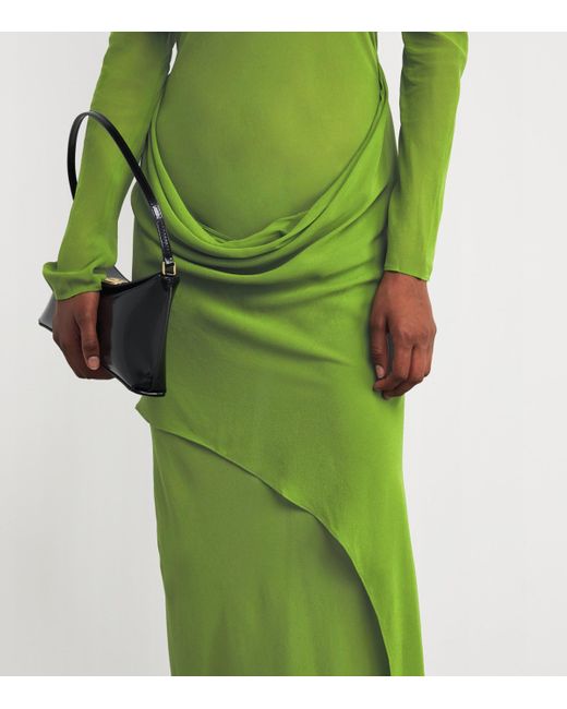 Christopher Esber Green Silk Draped Shawl Maxi Dress