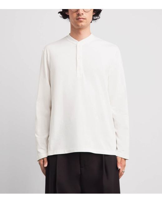 Barena White Cotton Jersey Henley Top for men