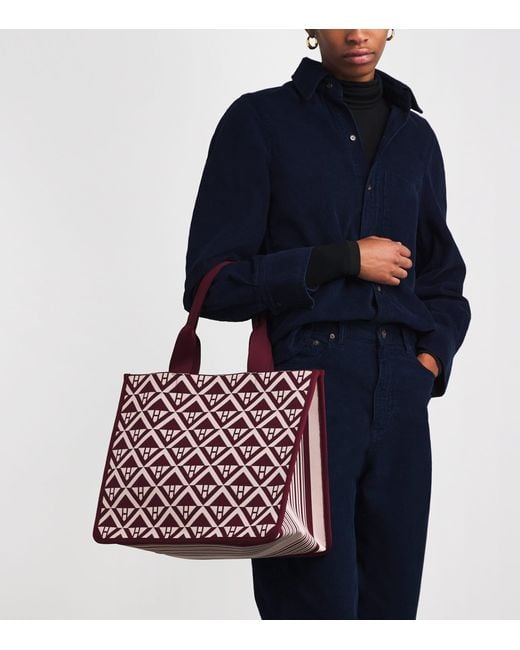 Harrods Red Medium Geometric Tote Bag