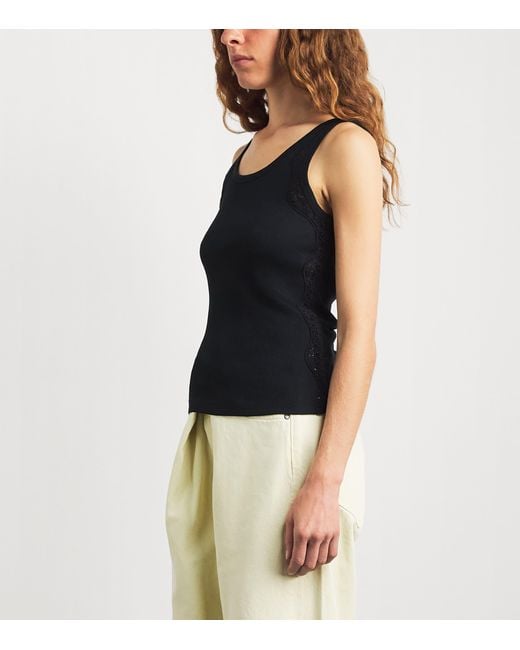 Sandro Black Lace-Detail Tank Top