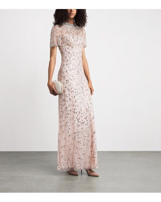 Jenny Packham Pink Embellished Orchid Maxi Dress