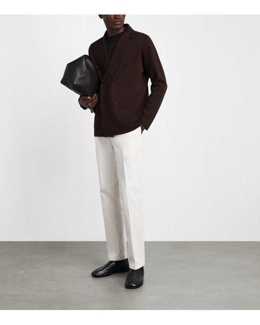 Lardini Brown Virgin Wool Double-Breasted Cardigan for men