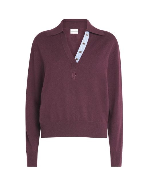 Claudie Pierlot Purple Wool-Cashmere Polo Sweater