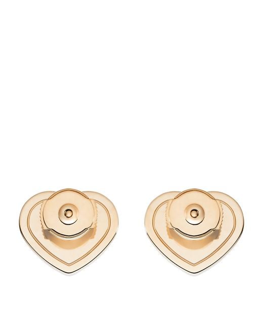 Chopard Gray And Mother-Of-Pearl Happy Hearts Stud Earrings