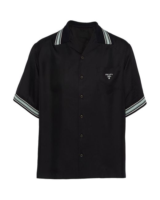 Prada Silk Short Sleeve Shirt in Black for Men Lyst UK