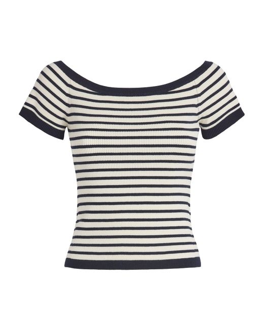 Maje White Striped Off-The-Shoulder Top